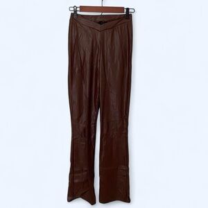 Brown Flare Leather Pants